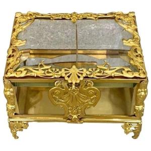 Large Napoleon III Ormolu Mounted Glass Casket / Box French