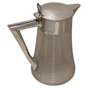 Victorian Asprey & Co Ribbed Glass Sterling Silver Lemonade Pimm's Jug, C 1898