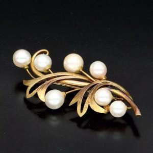 Vintage 18ct Gold Pearl Brooch