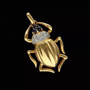 Vintage Italian 14ct Gold Beetle Pendant