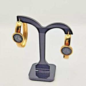 Vintage Le-gi Italy Yellow 18k Gold Earrings Total Weight 10 G