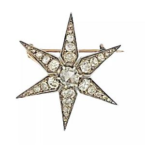 Antique Victorian Gold And Silver Brooch With 3.72 Carat European Cut Diamond