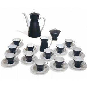 Mid Century Rosenthal Raymond Loewy Ebony Black Form 2000 Coffee Set For 12 1950