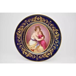 Antique Royal Vienna 'mother & Child Embrace' Plate Painted By S. Stanley
