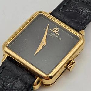 Ladies 18ct Wristwatch By Baume & Mercier Black Onyx Dial