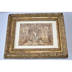 Guiseppe Bossi Jupiter's Grotto Pen And Wash 14 X 20 Cm