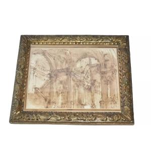 Pio Panfili 1723-1812 Architectural Framed Watercolour