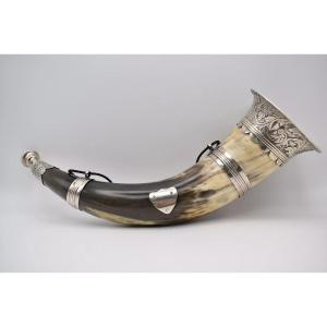 John Meek Victorian 1847 Hallmarked Silver Detailed Horn Hunting Bugle