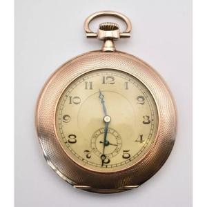 Antique 19th Century 9ct Gold Open Faced Engine Turned Pocket Watch