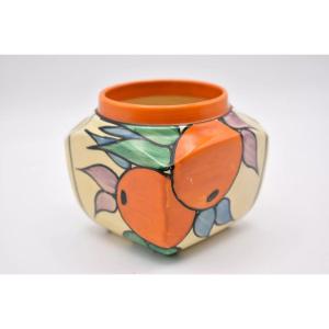 51j Bizarre By Clarice Cliff Oranges Autumn Square Shaped Sugar Bowl