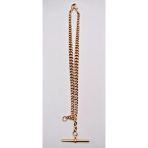 9ct Birmingham Rose Gold Albert Chain 16" Gold Pocket Watch Chain 43.7g