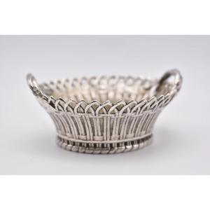 1874 Victorian Edward H Stockwell Solid Silver Intricate Wickerwork Basket