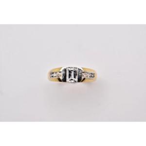 Vintage Italian 7 Stone 0.60 Carat Diamond 18ct White & Yellow Gold Ring