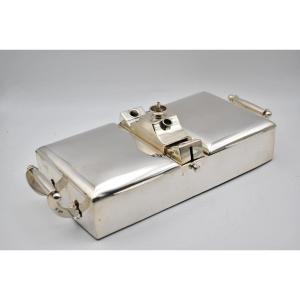 Victorian Silver Humidor Double Lidded Cigar Box By Wright & Davies London 1883