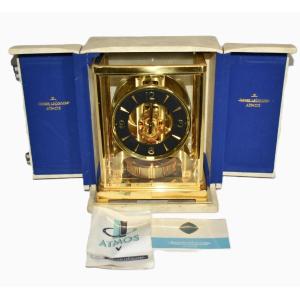Jaeger Lecoultre Atmos Mantel Clock W/ Black Dial. Original Box & Papers
