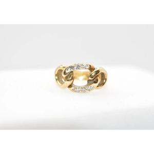 Vintage 18ct Gold 6 Stone Brilliant Cut Diamond Open Curb Knot Style Ring Size L