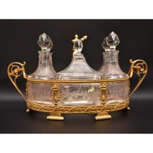 Large French Napoleon III Gilt Bronze And Crystal 6 Bottle Perfume Set Ca 19th C