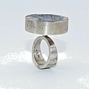 Modernist Sterling Silver And Abalone Mother-of-pearl Ring – Arne Johansen, Mid-century, 1960s