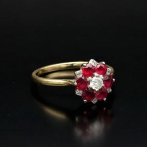  Vintage 18k White Gold Ruby And Diamond Ring