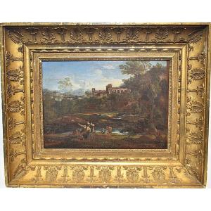 Francesco Zuccarelli Antique Ca 1720 Classical Landscape Painting Original Frame