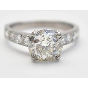 A Large Vintage 1.50 Ct Diamond Solitaire Engagement Ring In Platinum