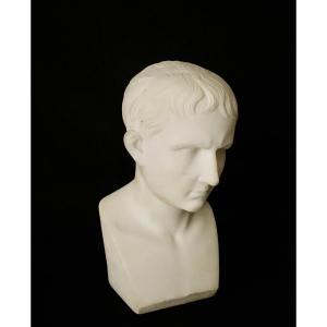 Fine Italian Grand Tour Marble Bust Of Emperor Augustus –circa Mid 19th Century