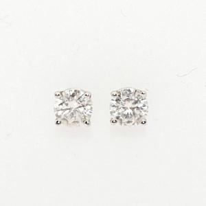 Vintage Pair Of 1.00ct Diamond Stud Earrings – 14k White Gold – Vs2/si1