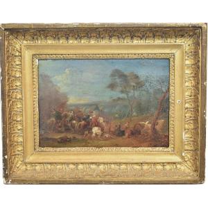A Italian School, 18th Century –oil On Canvas Cavalry Skirmish Scene Ca 1750