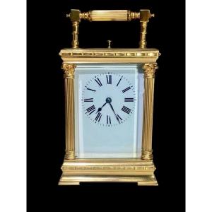 A Fine Antique Repeating Brass Carriage Clock With Corinthian Columns,circa 1870