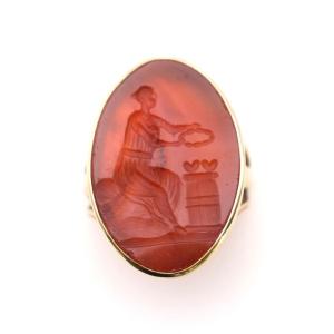 Antique Carnelian Intaglio Ring – Allegorical Figure Georgian Circa 1780–1830