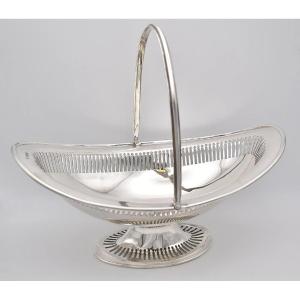 Edwardian Solid Silver Fretwork Basket By Hammond, Creake & Co Sheffield 1910