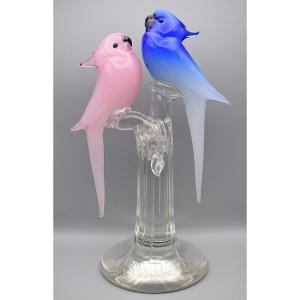 Forage Andromeda Murano Italy Glass Sculpted Love Birds Signed By A. Zucchini