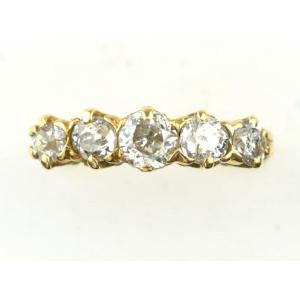 Antique Late Victorian 18ct Yellow Gold Claw Set Five Stone Old Cut Diamond Ring