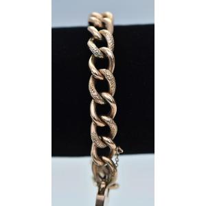 9ct Rose Gold Patterned Bracelet With Heart Shaped Lock