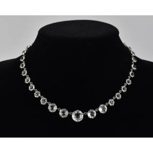 Antique Edwardian Old Paste Riviere Necklace Faux White Diamonds