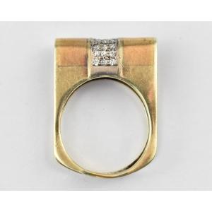 Vintage Mid-century 14ct White & Yellow Gold Diamond Ring – 0.27ct, Size Q