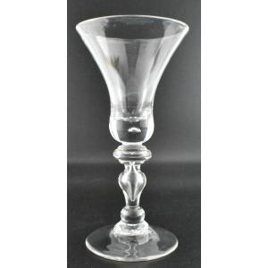 A Georgian Balluster Glass Goblet With Flared Rim And Teardrop Stem