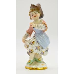 Antique Meissen Hand Painted Porcelain Dancing Angel/cherub Girl Figurine