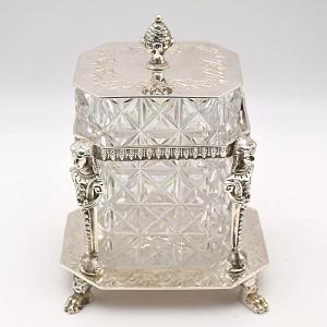 Victorian Walker & Hall Silver Plated Cut Glass Biscuit Barrel – Circa 1860s