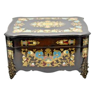 Antique French Boulle Jewellery Box – Napoleon III Era – With Key – 19th C