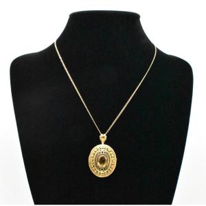 Antique Carl Bucherer Large Oval 18ct Gold & Yellow Topaz Pendant & Chain Signed