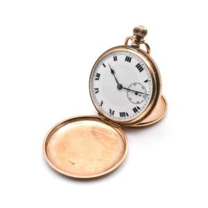 Antique 9ct Gold 'ald' 17 Jewell Swiss Engine Turned Full Hunter Pocket Watch