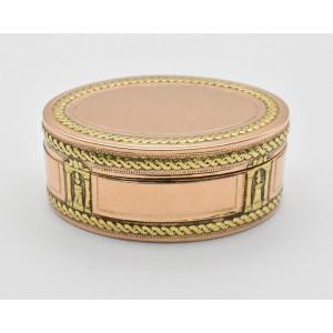 Antique 18th Century French Vari-coloured 18ct Gold Oval Snuff Box Circa 1780