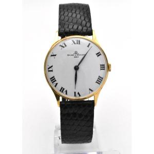 Vintage Baume & Mercier Swiss 18ct Gold White Dial Clasimma Wristwatch 30mm Bnos