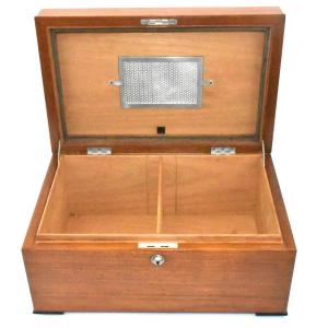 A Large Vintage Alfred Dunhill Cigar Humidor – Wooden Box With Humidifier