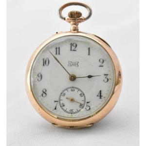 Antique 14ct Gold Louis-ulysse Chopard L.u.c. Open Face Pocket Watch Works Well