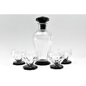 Art Deco Val Saint Lambert "montmartre" Crystal Liquor Service, Dating 1930's