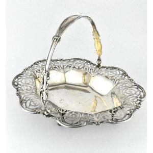 1909 Solid Silver Intricate Pierced-work Basket By James Dixon & Sons Ltd