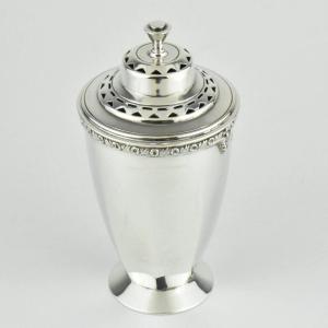 1934 Roberts & Belk Art Deco Solid Silver Polygon Sides Round Top Sugar Shaker