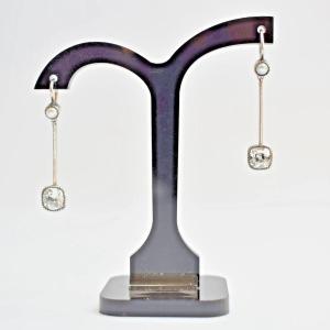 Pair Of Georgian White Gold 1 Carat Diamond & Seed Pearl Drop Earrings Ca 1800